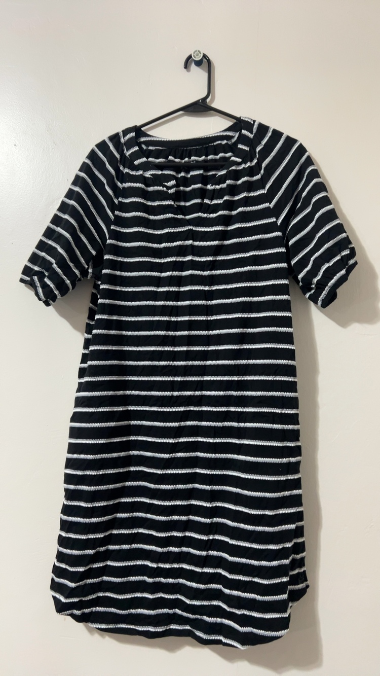 Cuddl Duds Black & White Striped Dress Small Women's